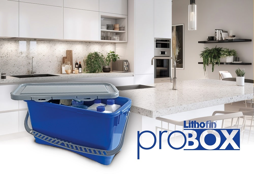 Lithofin ProBox Clean (Küche) als Servicebox für die Installation der Küchenarbeitsplatte oder Wartungsarbeiten